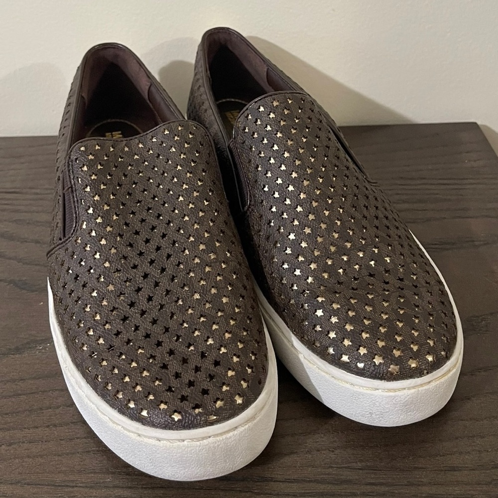 MICHAEL Michael Kors Gold and Brown Slip-On Sneakers